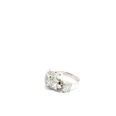 14k White Gold 1ct G VS2 Round  Pave Diamond with Round Emerald Parther's Eyes Ring